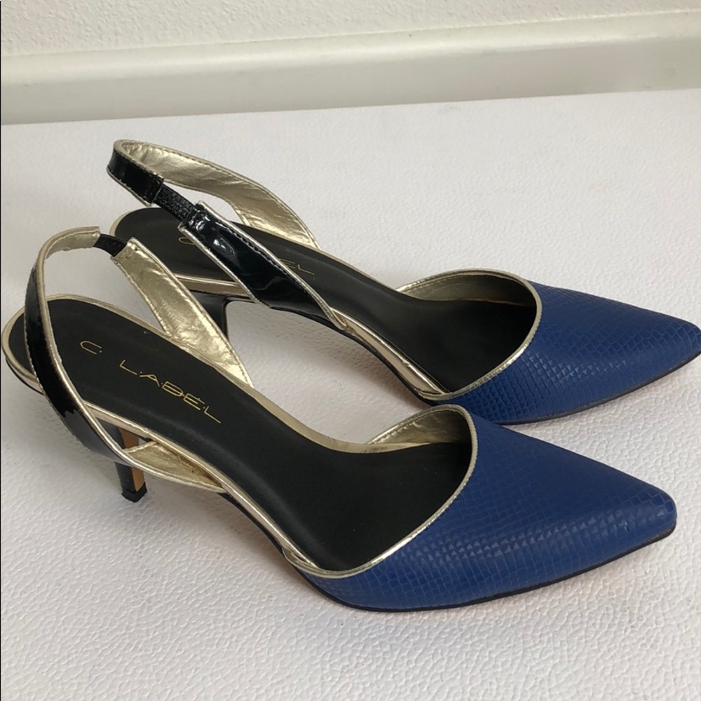 C Label Blue Heels